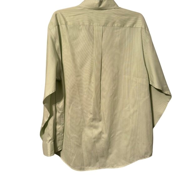 Roundtree & Yorke Easy Care Green Striped Button-Down Shirt L 70% Cotton 30% Pol - Picture 10 of 11